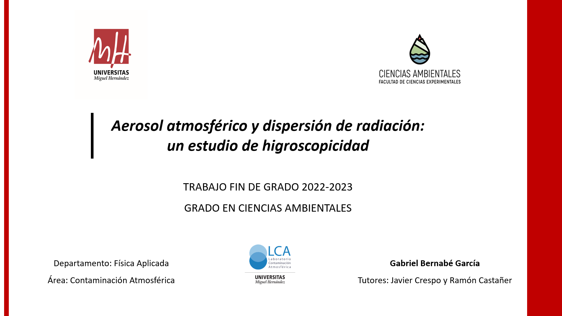 First slide of the Bachelor’s Thesis presentation